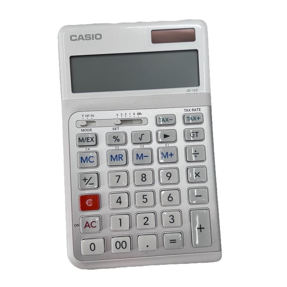 Casio JE-12E White Compact Ergonomic Calculator